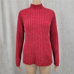 Express Tricot Australia Vintage 90s Women's Red Ribbed Sweater Acrylic Wool